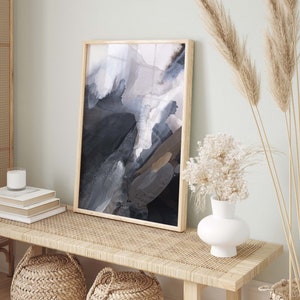 Neutral Abstract Minimal Wall Art, Dark Grey and Earth Tones, Home and Office Decor, Printable Art