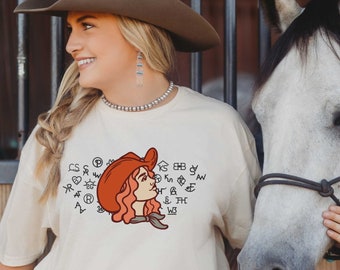 Cowgirl Cattle Brand Graphic Tee | Western Rodeo Shirt