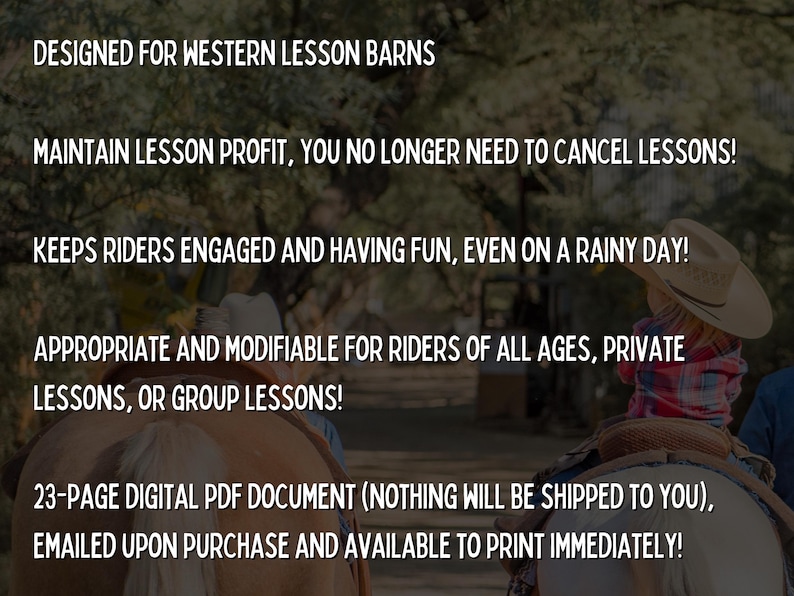 Western Riding Instructor's Rainy Day Activities - Printable Worksheets & Games image 3