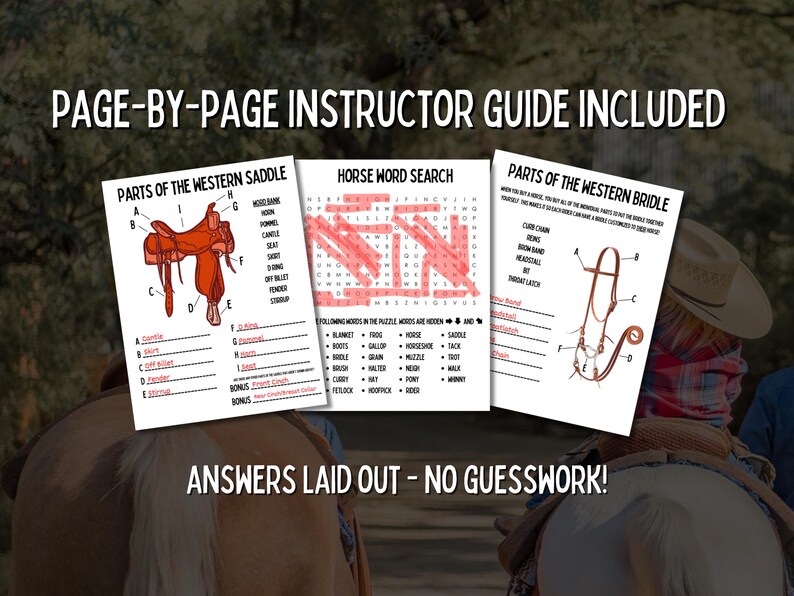 Western Riding Instructor's Rainy Day Activities - Printable Worksheets & Games image 4