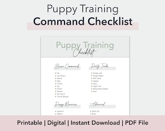 Puppy Training Checklist | Dog Basic Commands & More | Printable PDF