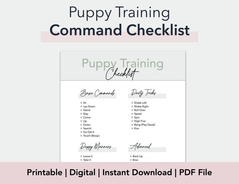 Puppy Training Command Checklist
