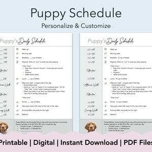 Puppy's Daily Schedule with Template | Printable PDF | Customize & Personalize