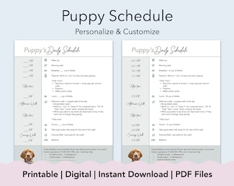 Puppy's Daily Schedule with Template | Printable PDF | Customize & Personalize