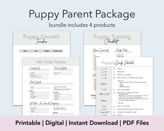 Puppy Parent Package | Perfect for a New Dog Pawrent! Printable Puppy Planner, Dog Tracker & Checklist, Puppy Growth Tracker, Puppy Training