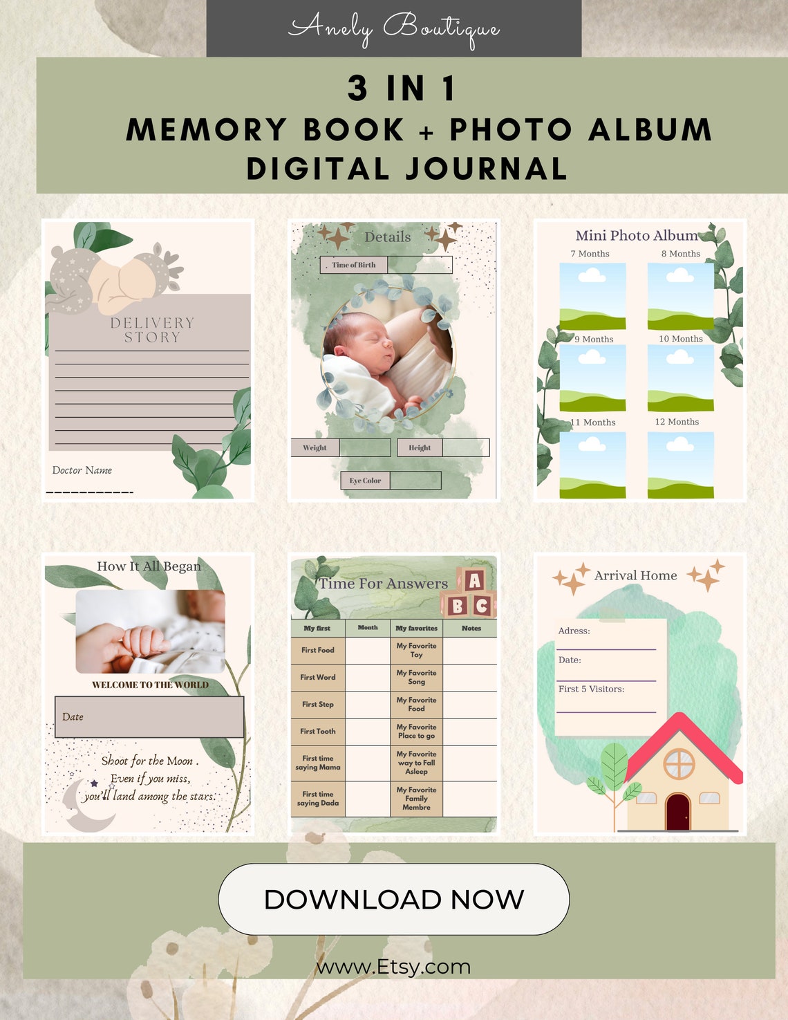 Digital Baby Book Digital Baby Journal Digital Memory Book New Baby