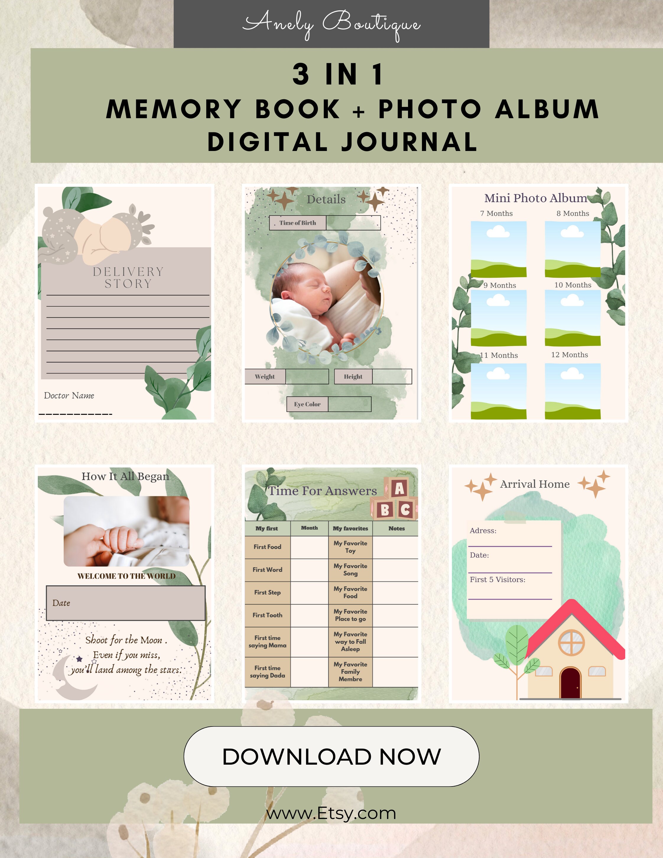Digital Baby Book Digital Baby Journal Digital Memory Book New Baby
