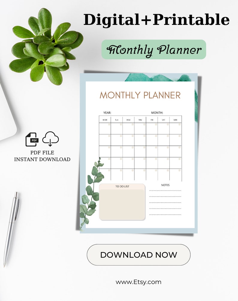 Digital Planner Bundle Printable Planner Daily Agenda Monthly - Etsy