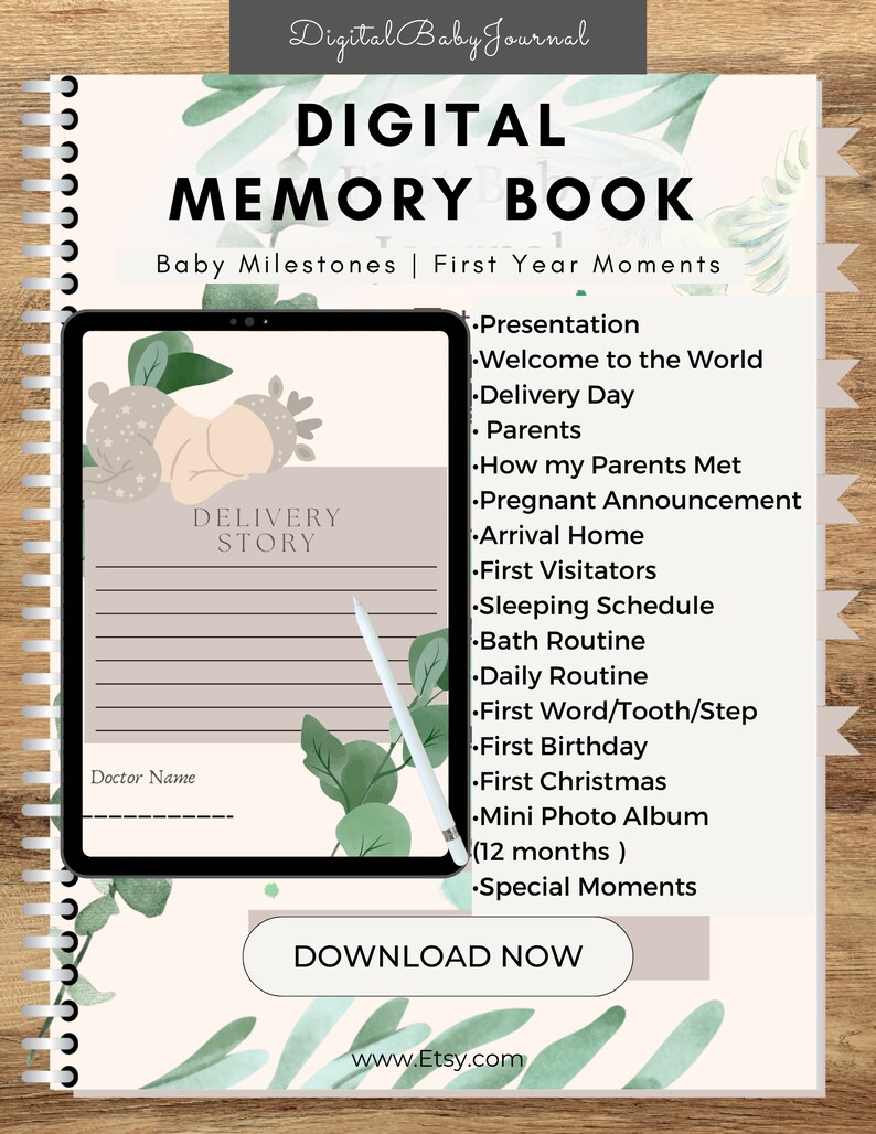 Digital Baby Book Digital Baby Journal Digital Memory Book New Baby