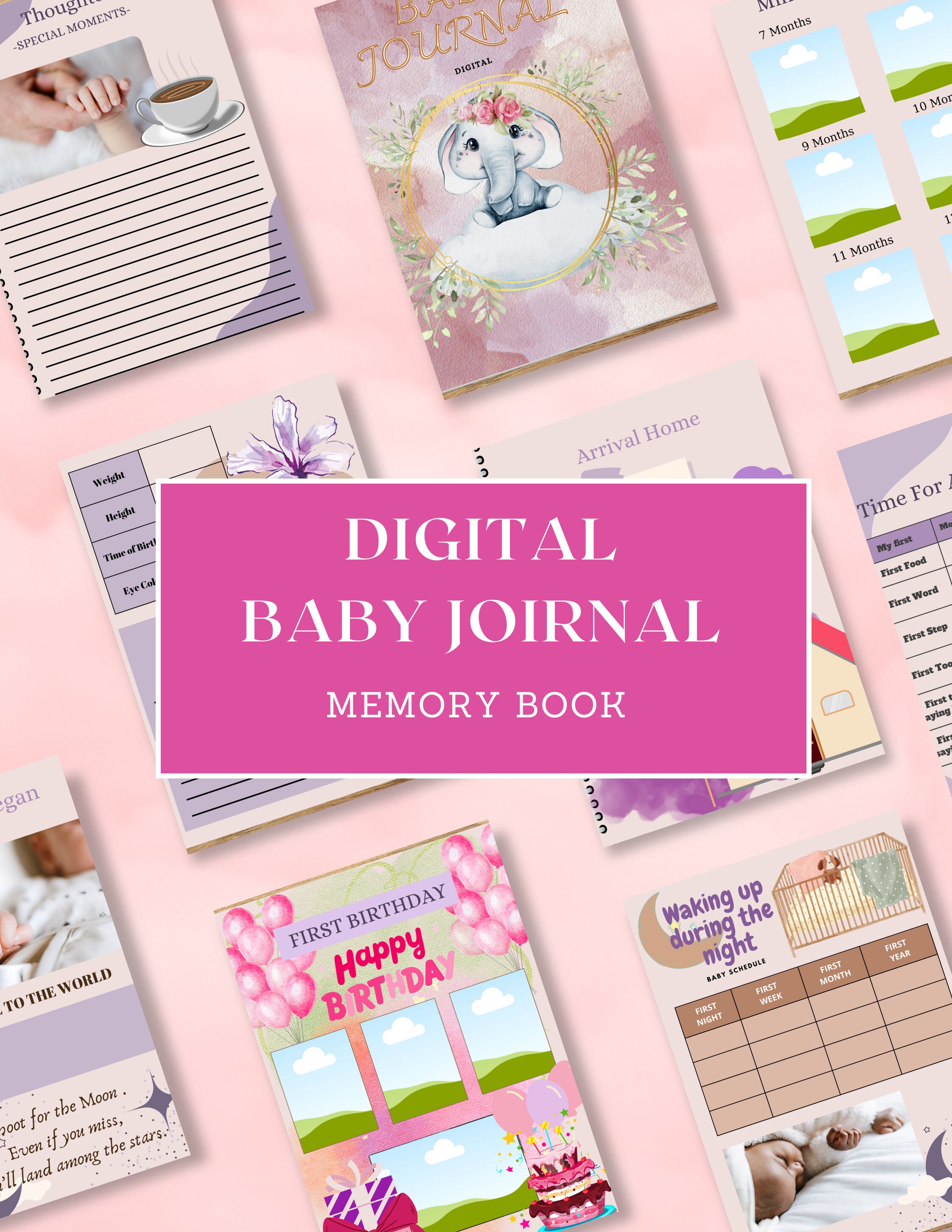 Baby Book Digital Journal Digital Memory Book Journal Pregnacy Etsy