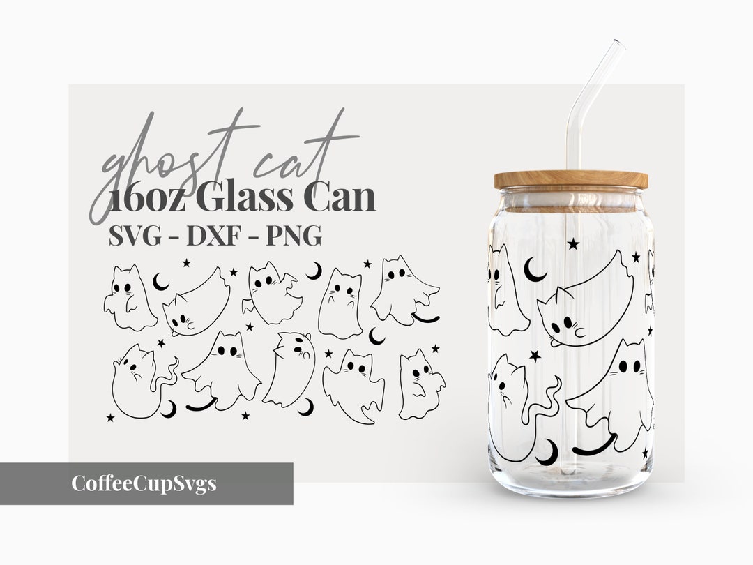 Ghost Cat Glass Can Svg Libbey Glass Svg Glass Can Svg Beer Etsy