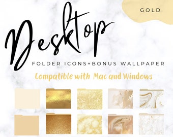 Gold Macbook Folder Icons, Desktop Icons, Macbook Icons, Laptop, Desktop, PC, Windows Icons, Instant download,Yellow macbook, Gold Glitter.