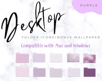 Purple Macbook Folder Icons, Desktop Icons, Macbook Icons, Laptop, Desktop, PC, Windows Icons, Instant download.