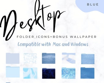 Blue Macbook Folder Icons, Desktop Icons, Macbook Icons, Laptop, Desktop, PC, Windows Icons, Instant download.