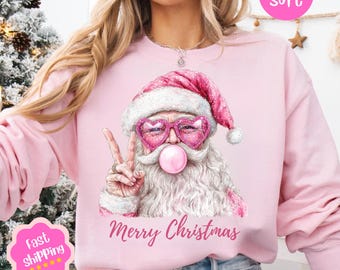 Sudadera rosa de Papá Noel, divertido regalo navideño retro