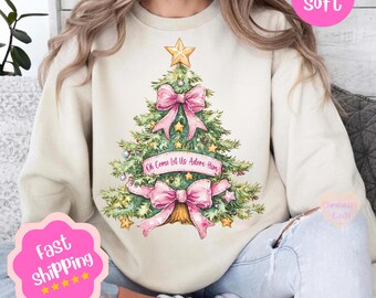 Sudadera «Oh, venid, adorémosle», camiseta navideña cristiana