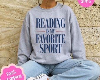 Sweatshirt „Lesen ist mein Lieblingssport“, Vintage-Leser-Shirt, Geschenk für Bücherliebhaber, Shirt für Bücherwürmer, Geschenk für Leseratten, Geschenk für Lehrer, Geschenk für Bibliothekare