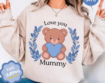 Sudadera personalizada de osito de peluche, jersey minimalista para mamá, camiseta personalizada para mamá