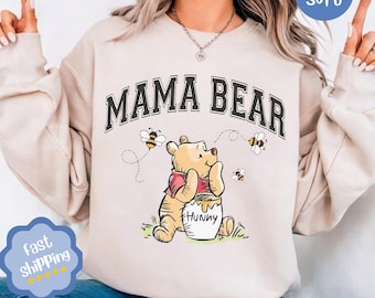 Sudadera Mamá Osa, Sudadera del Día de la Madre, Top Mamá Osa, Sudadera personalizada para mamá, Regalo del Día de la Madre de Winnie the Pooh, Regalo personalizado del Día de la Madre