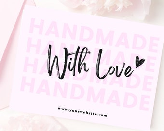 Thank You Card Template Pink -Pink Canva Thankyou Order Card -Pretty Pink Design-Printable Thanks for Order-gift-Small business