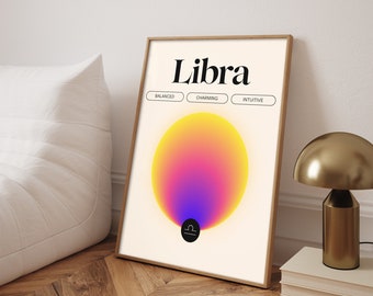 Libra Astrology Gradient Art Print, Astrology Sign Poster, Libra Traits Art Poster, Zodiac Art Print