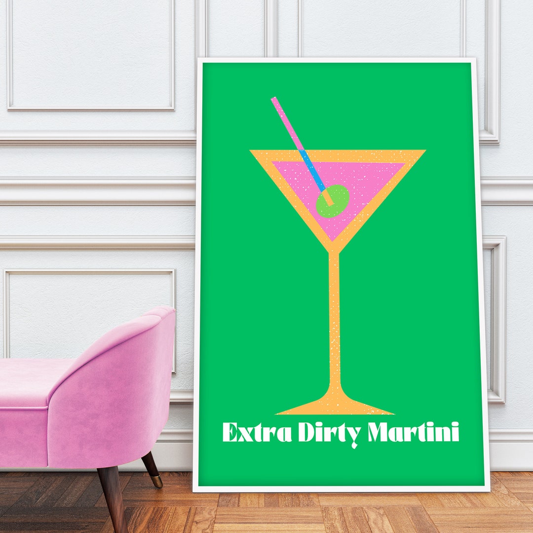 Dirty Martini Cocktail Poster Art Print, Digital Print at Home Art