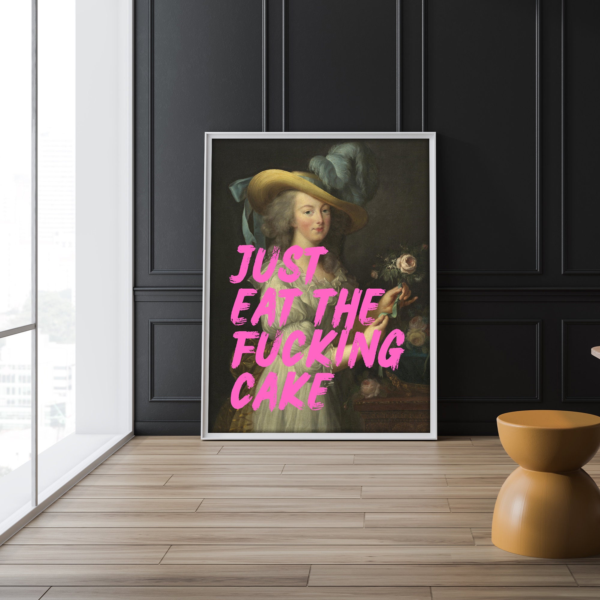 Just Eat the F*cking Cake Marie Antoinette Renaissance Altered Painting, Classic Art, Pop Art, Neon Art Print, Funny Art Print