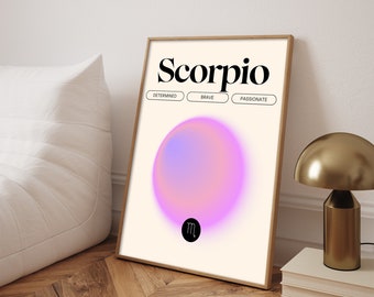 Scorpio Astrology Gradient Art Print, Astrology Sign Poster, Scorpio Traits Art Poster