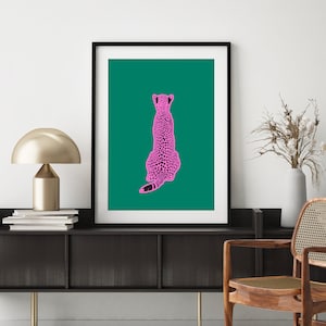 Pink Cheetah Art Print, Digital Print at Home Art, Cheetah Art, Pink Cheetah Wall Art, Leopard Art Print, Cheetah Art Poster