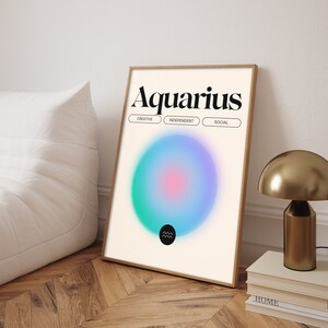 Aquarius Astrology Gradient Art Print, Astrology Sign Poster, Aquarius Traits Art Poster