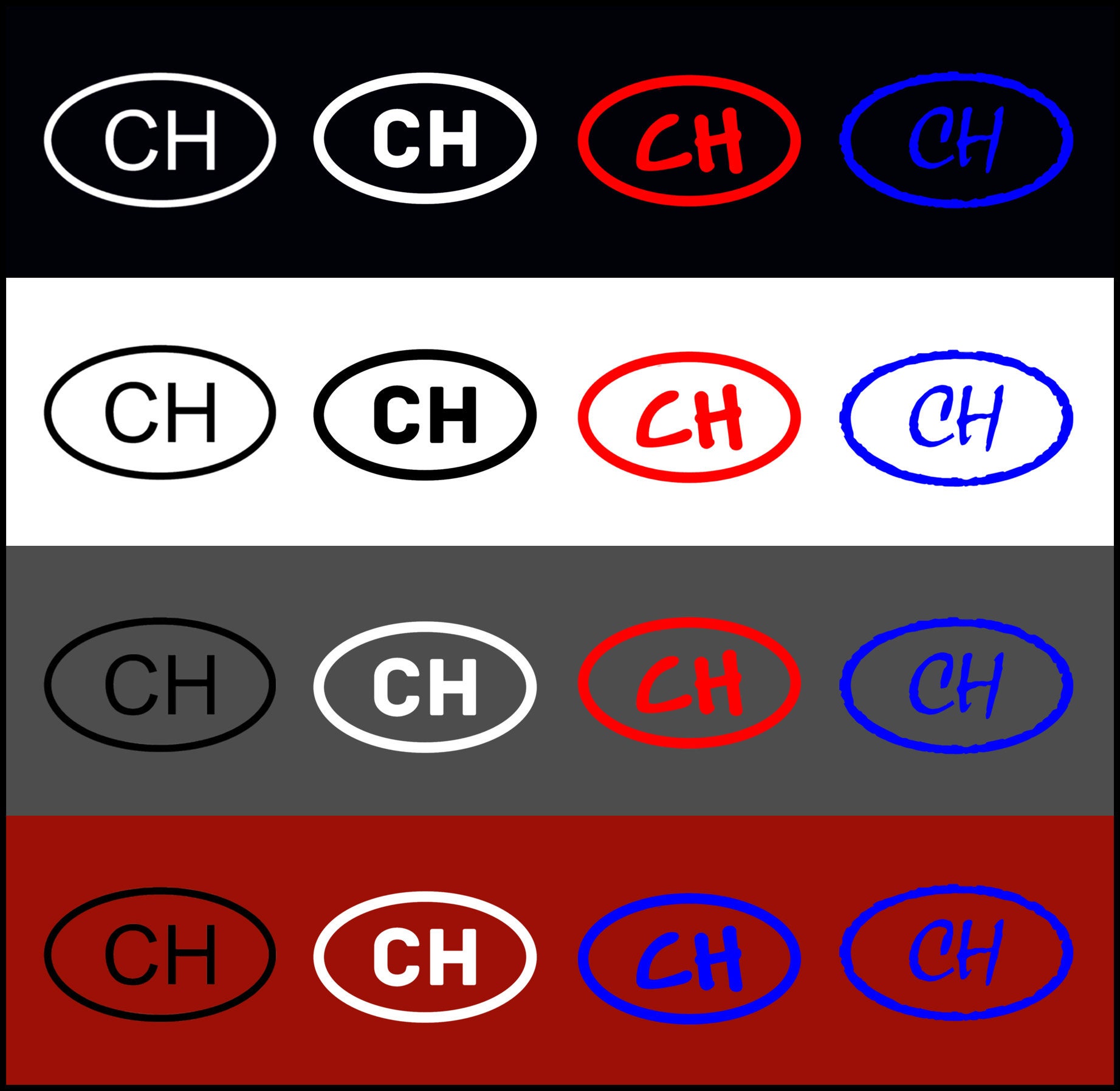 CH Sticker, Car Sticker CH, CH Sticker Contour, Country Code ...
