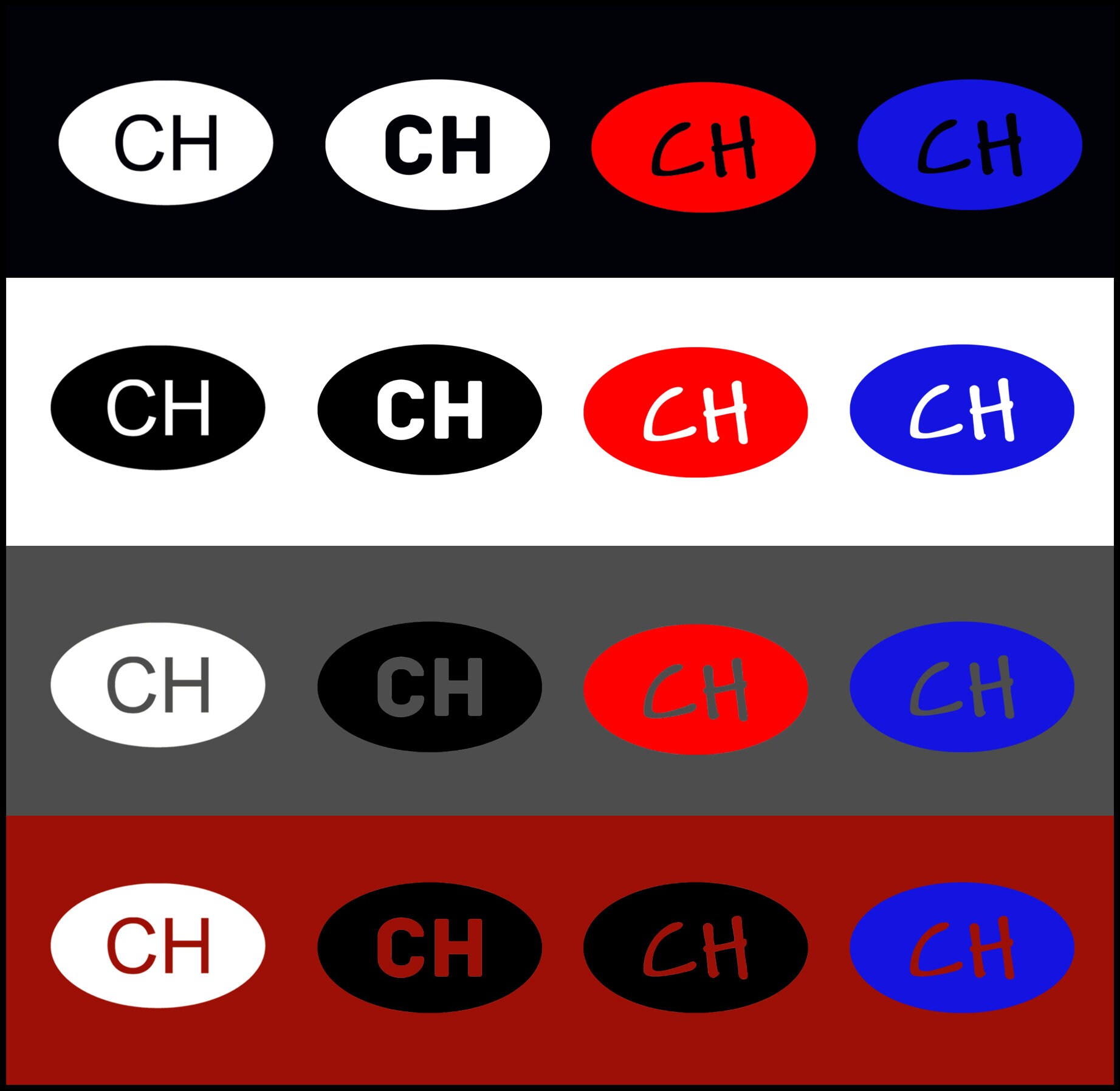 CH Sticker, Car Sticker CH, CH Sticker Full Surface, Country Code ...