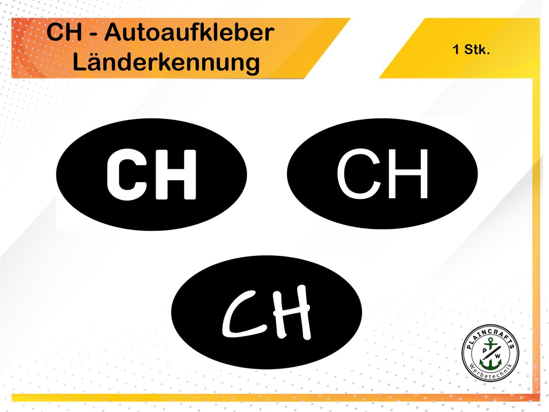 CH Sticker, Car Sticker CH, CH Sticker Full Surface, Country Code ...