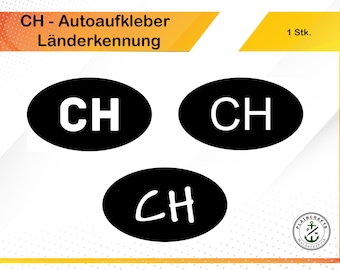 CH Aufkleber, Autoaufkleber CH, CH Sticker Vollfläche, Ländercode Schweiz für Auto, Wohnmobil, Motorrad, Heckscheibe oder als Dekoaufkleber