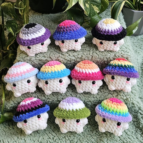LGBTQIA Pride Chonky Mushroom Plushies (crochet)
