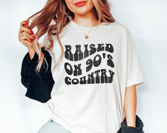 Vintage Western TShirt, Raised on 90s Country Shirt, Vintage Retro Graphic Tee, Nashville Girls Trip Outfit, Country Music Shirt Western Tee