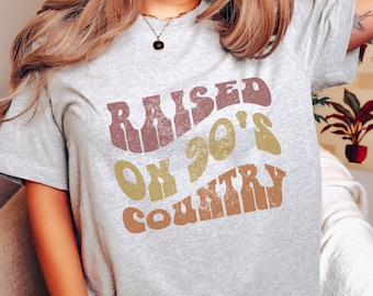 Raised on 90s Country Shirt Vintage Retro Graphic Tee Western TShirt Nashville Girls Trip Outfit Country Music Shirt Western Concert T-Shirt