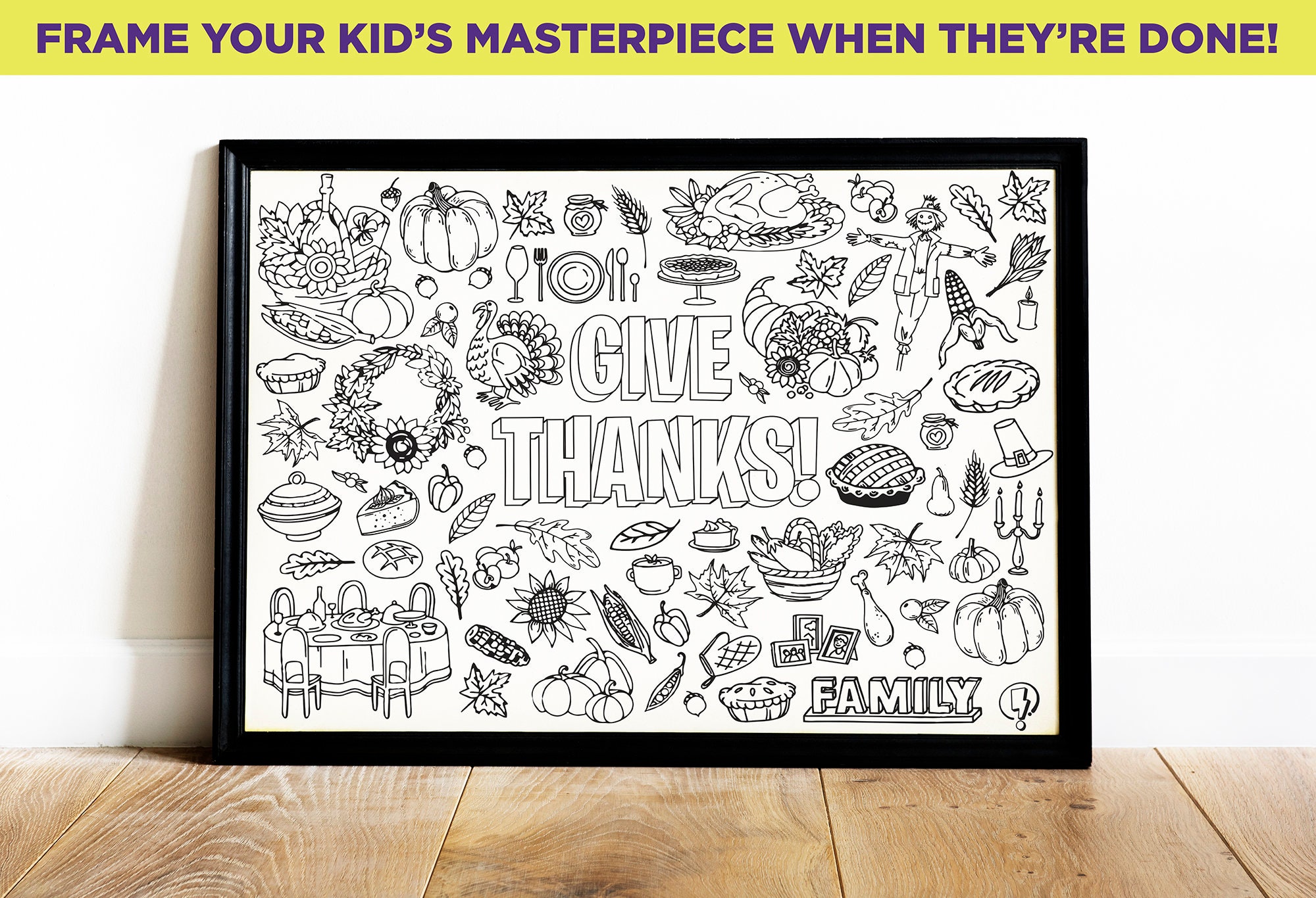 Giant Thanksgiving Doodles Coloring Poster | Printable Coloring Sheet ...