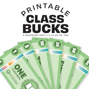 Printable Class Bucks Play Money | Teacher Reward Coupons for kids | Teach kids the basics of earning and saving money in the classroom