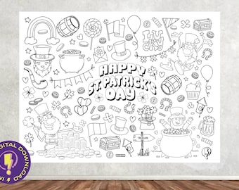 Giant St. Patrick's Day Doodle Collaborative Coloring Poster For Kids Creative Art Project for Classroom Homeschool & Party kids ages 4-9