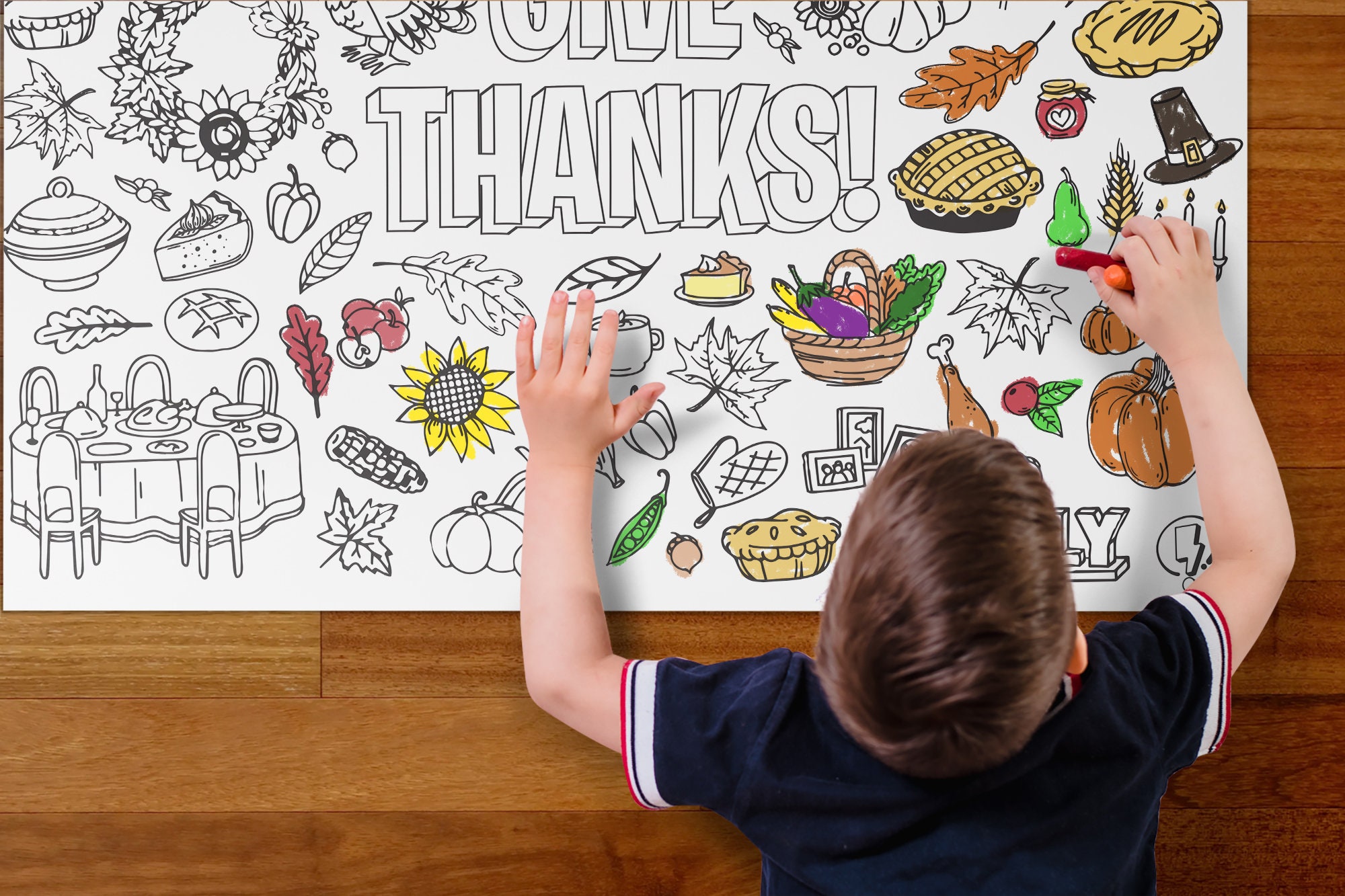Giant Thanksgiving Doodles Coloring Poster | Printable Coloring Sheet ...