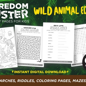 Printable Wild Animal Safari Activity Pages For Kids 6-10 | Animal Coloring Pages, Word Searches, Word Scrambles, Mazes, Riddles & more!