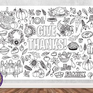 Giant Thanksgiving Doodles Coloring Poster | Printable coloring sheet for kids in 3 JUMBO sizes | turkeys, autumn leaves, pumpkins & more!