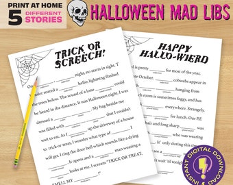 Printable Halloween Mad Libs Word Game | Fun Halloween Word Games for the whole family |  Instant Download
