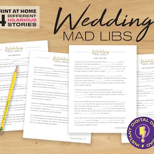 Printable Wedding Mad Libs For Kids & Adults | Wedding Shower Games | Fun Wedding Reception and Bridal Shower activity for the whole family