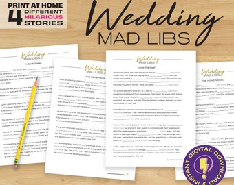 Printable Wedding Mad Libs For Kids & Adults | Wedding Shower Games | Fun Wedding Reception and Bridal Shower activity for the whole family