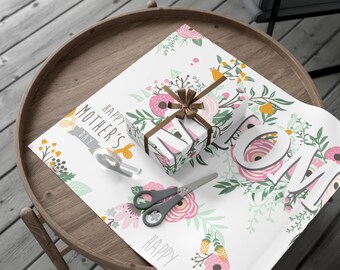 Papeles de regalo florales para el Día de la Madre, hermoso papel de regalo para mamá, papel de regalo ecológico, diseño floral primaveral, perfecto para cumpleaños.