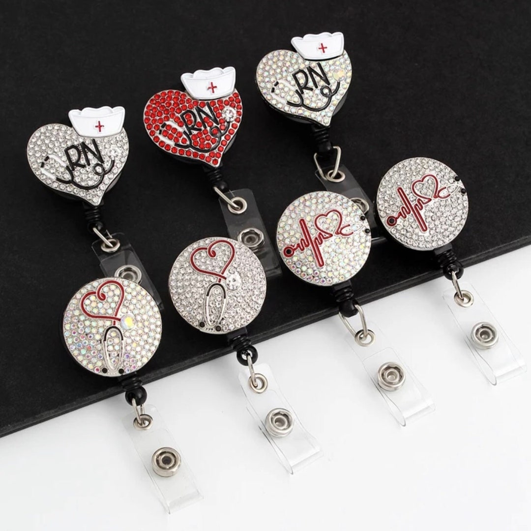 Nurse Retractable Badge Reel Bling Rhinestone Etsy — free download