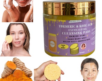 Turmeric cleansing pads for dark spots Kojic acids & turmeric cleansing pads for brightening for face and body cleansing pads for acne scar