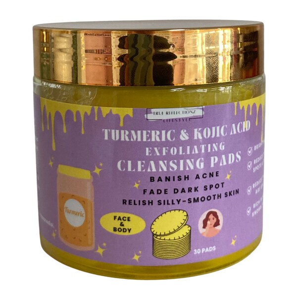 Turmeric cleansing pads for dark spots Kojic acids & turmeric cleansing pads for brightening for face and body cleansing pads for acne scar